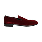 Dolce & Gabbana Maroon Velvet Slip On Men Dress Loafers Shoes