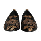Dolce & Gabbana Black Floral Jacquard Dress Loafers Shoes