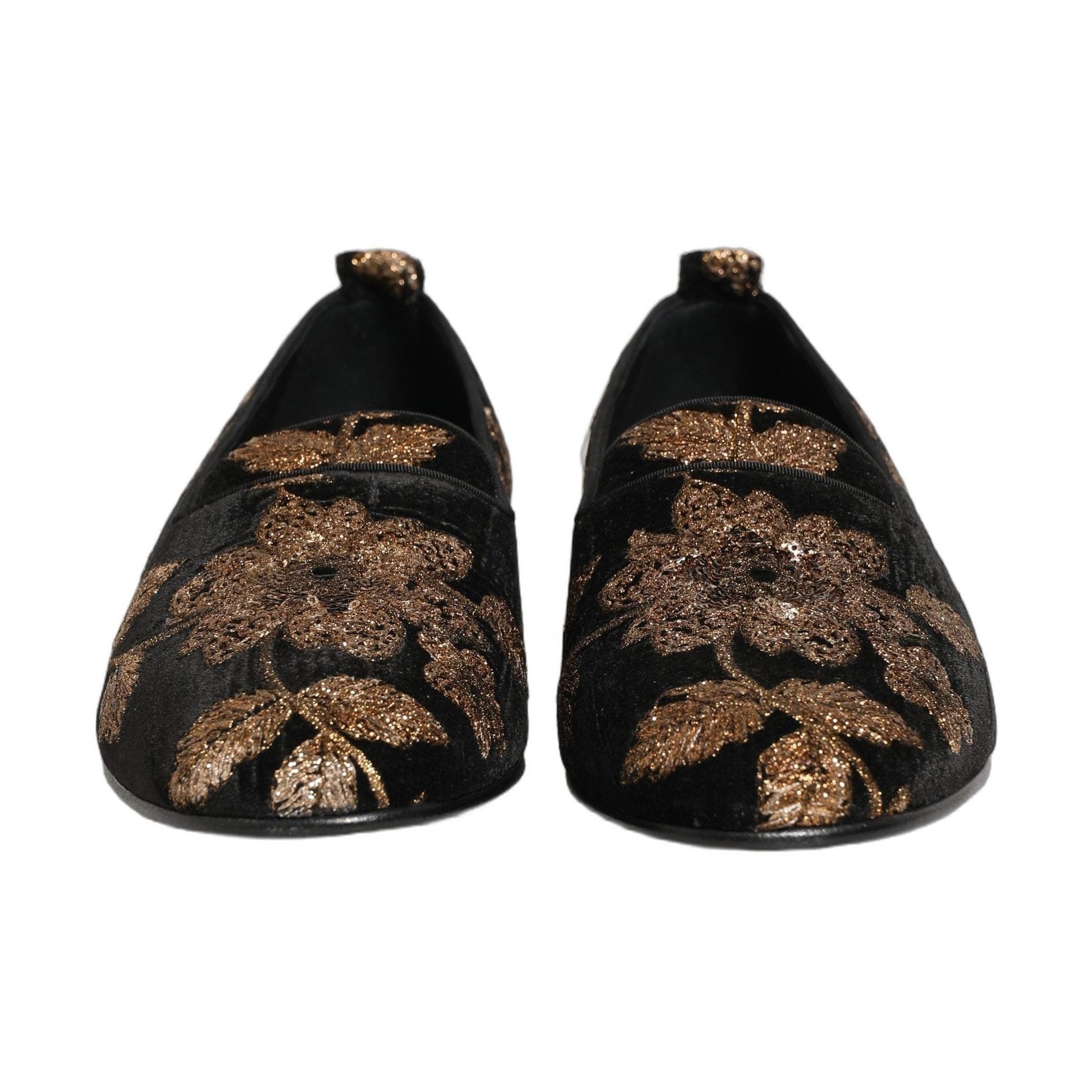 Dolce & Gabbana Black Floral Jacquard Dress Loafers Shoes