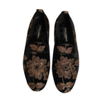 Dolce & Gabbana Black Floral Jacquard Dress Loafers Shoes