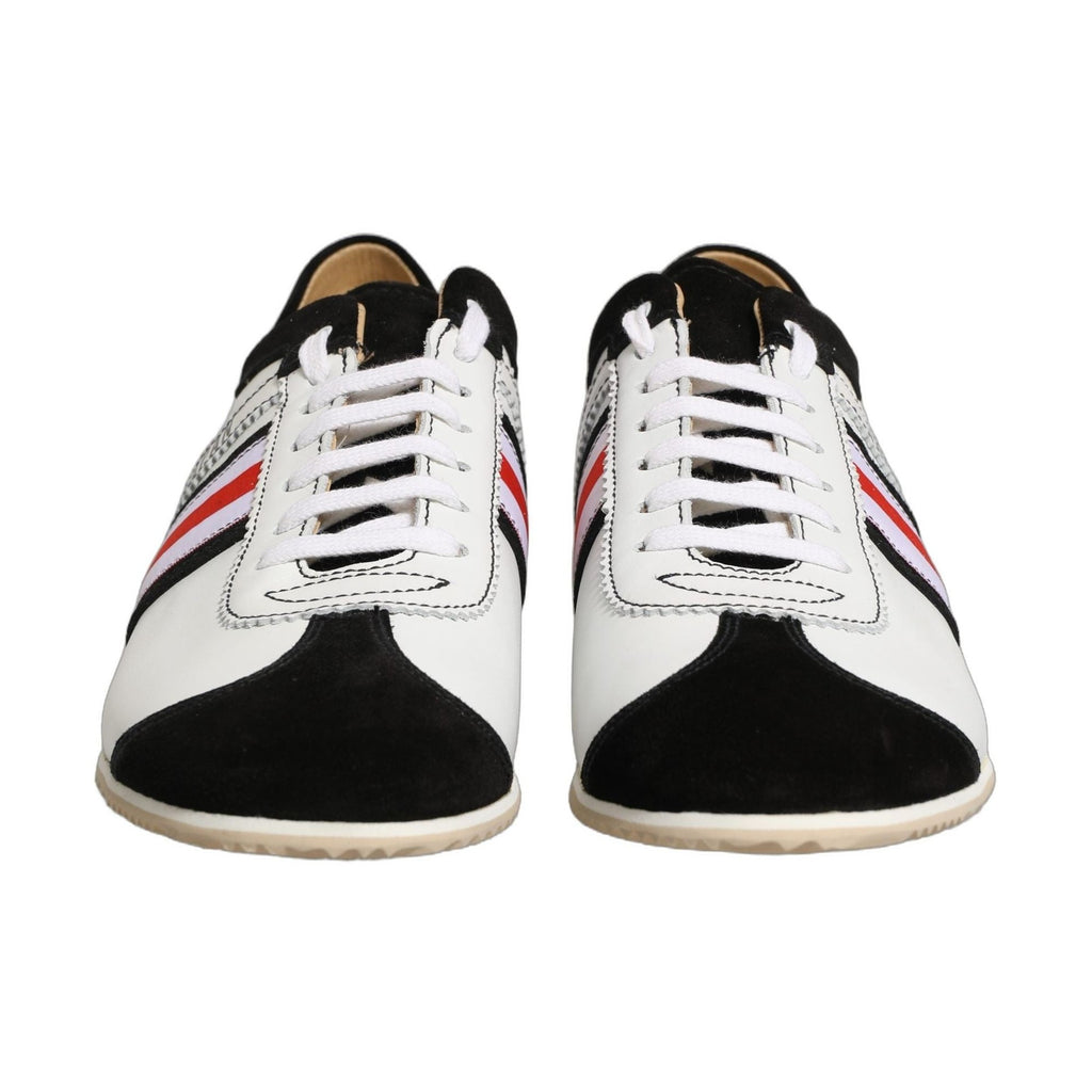 Dolce & Gabbana Black White Leather Suede Low Top Sneakers Shoes