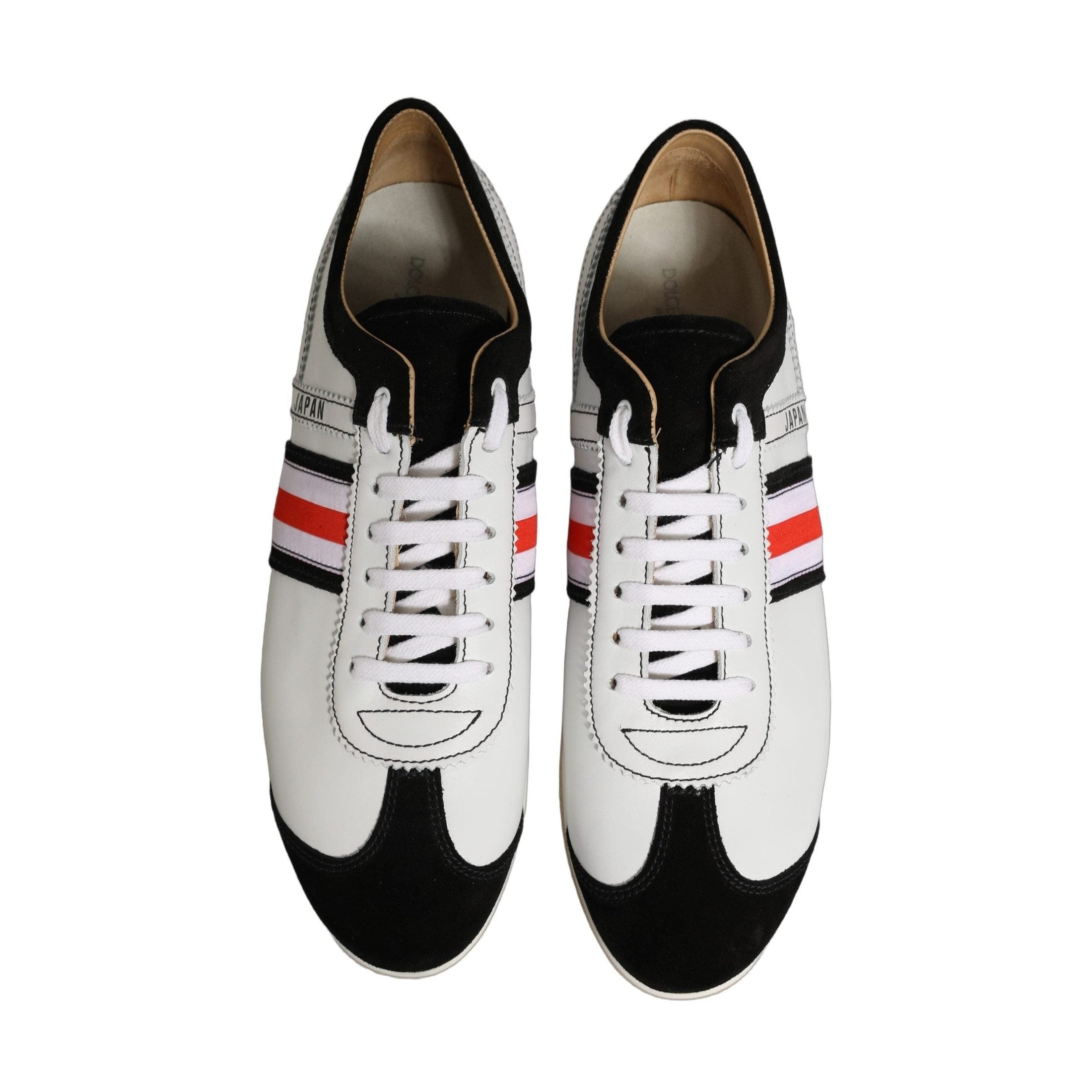 Dolce & Gabbana Black White Leather Suede Low Top Sneakers Shoes