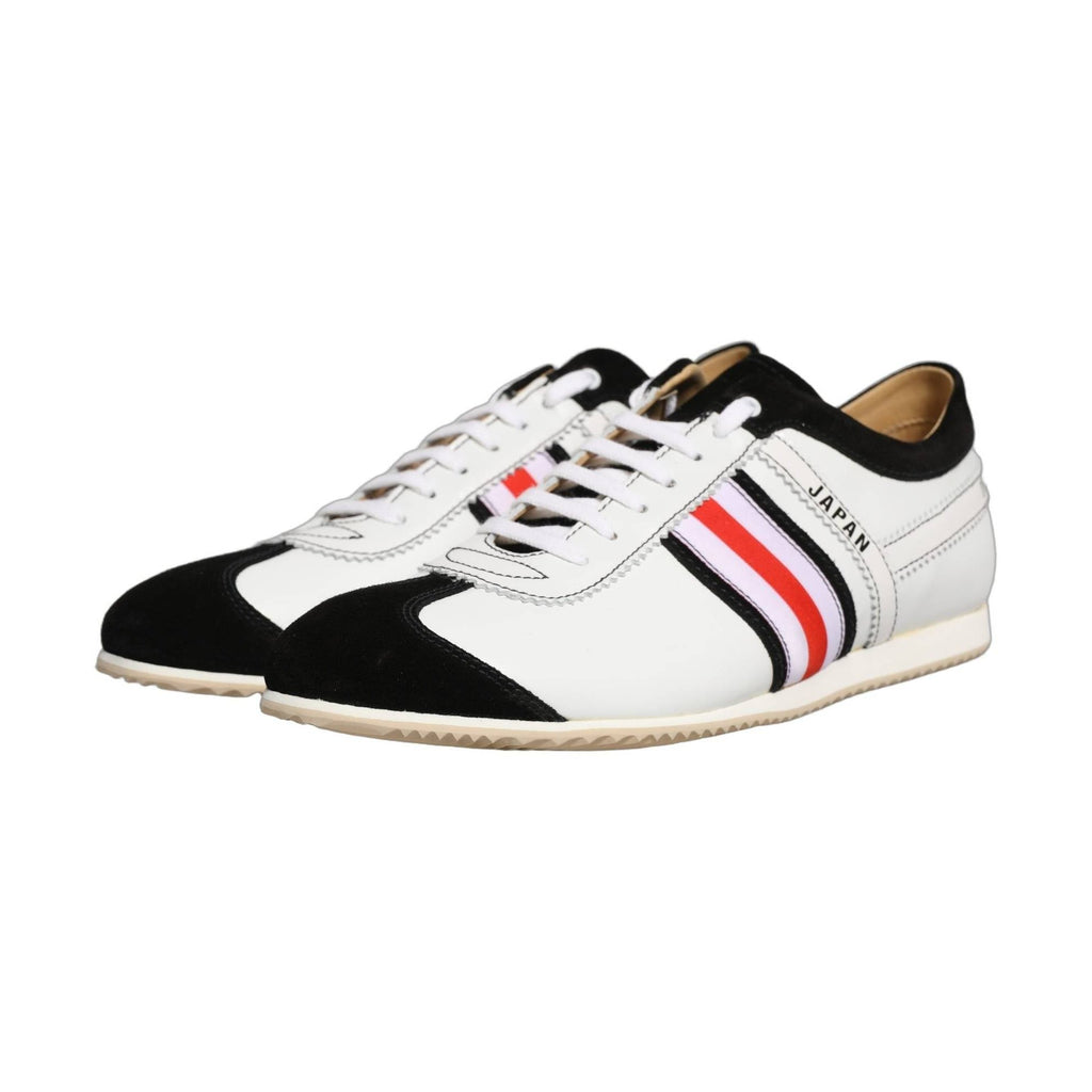 Dolce & Gabbana Black White Leather Suede Low Top Sneakers Shoes