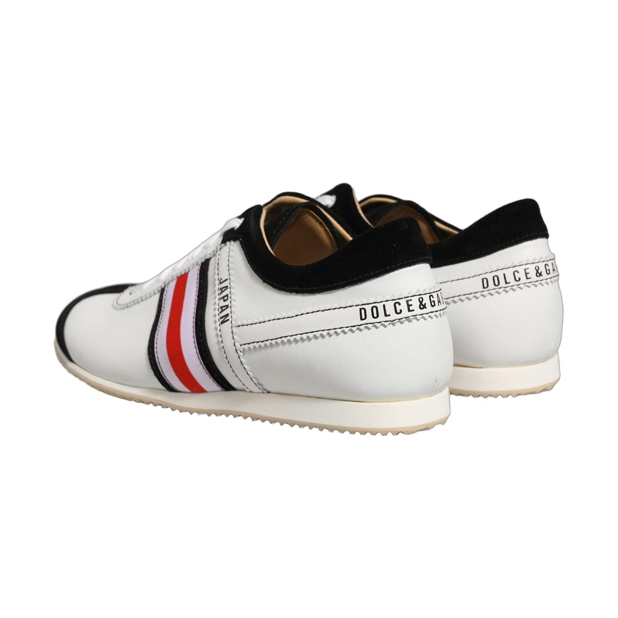 Dolce & Gabbana Black White Leather Suede Low Top Sneakers Shoes