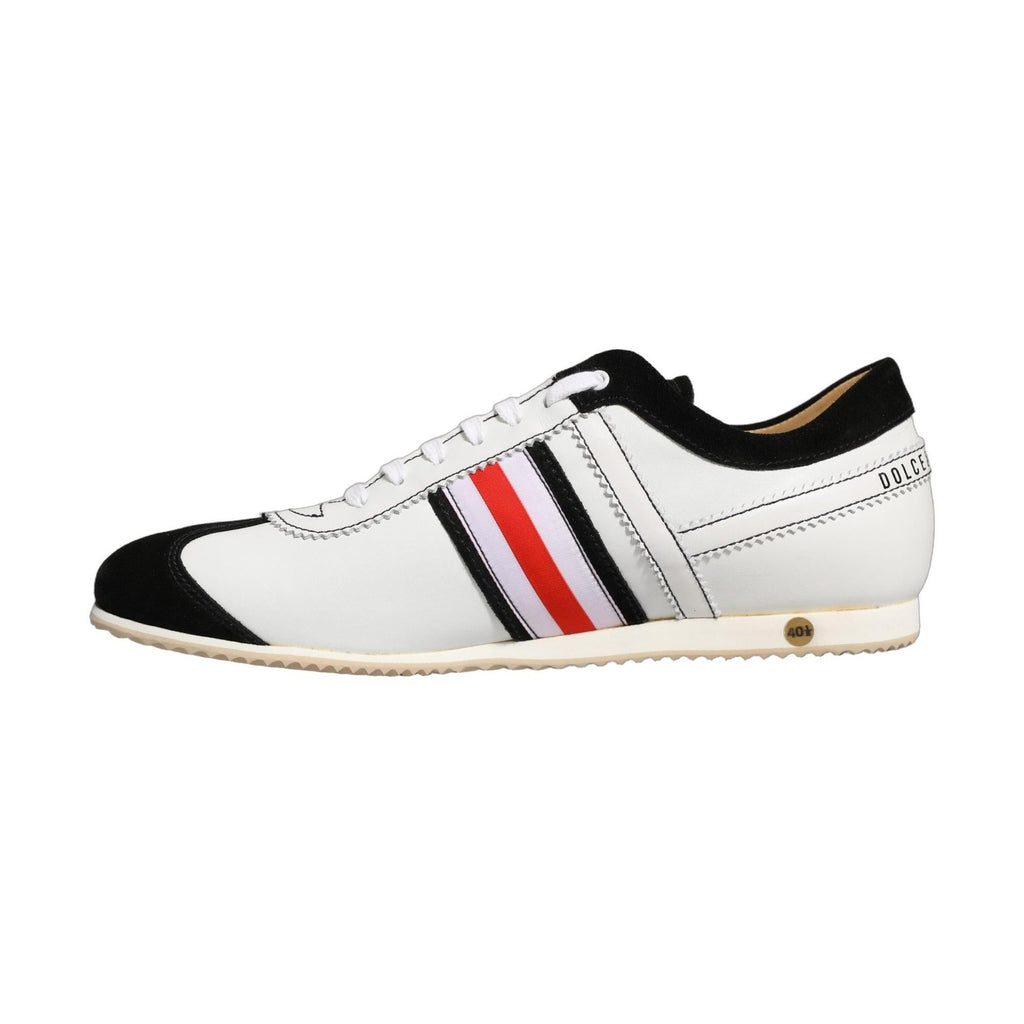 Dolce & Gabbana Black White Leather Suede Low Top Sneakers Shoes