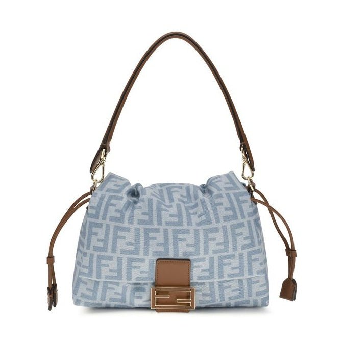 Fendi Blue Cotton Shoulder Bag