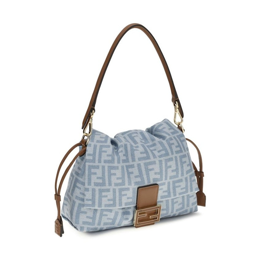 Fendi Blue Cotton Shoulder Bag