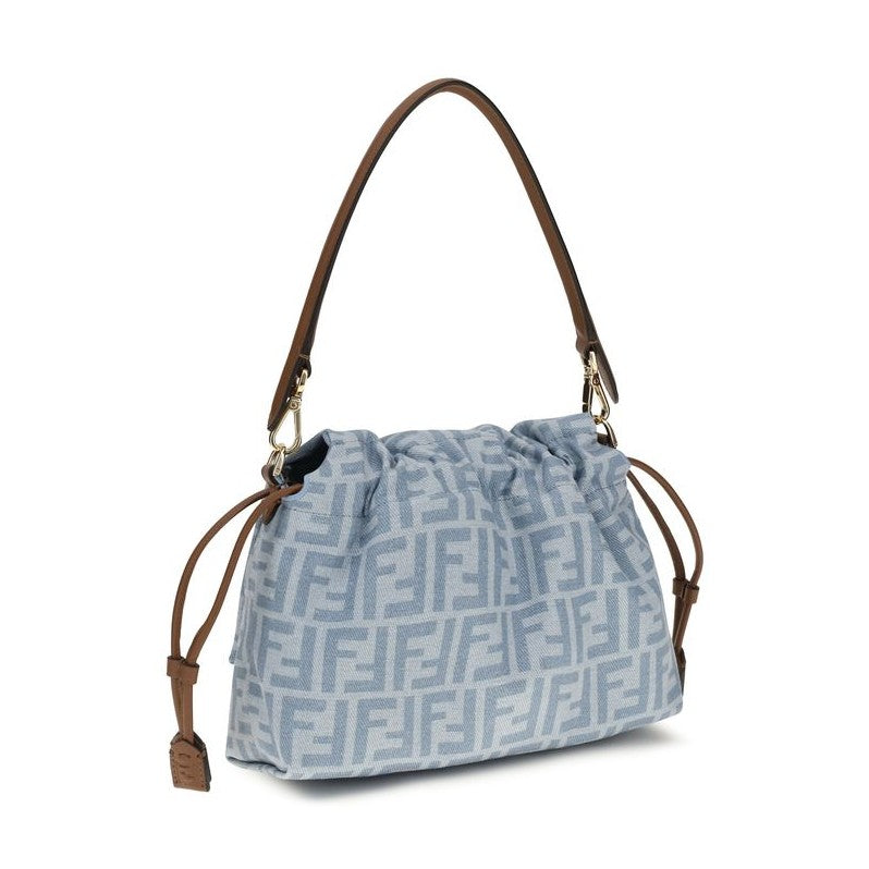 Fendi Blue Cotton Shoulder Bag