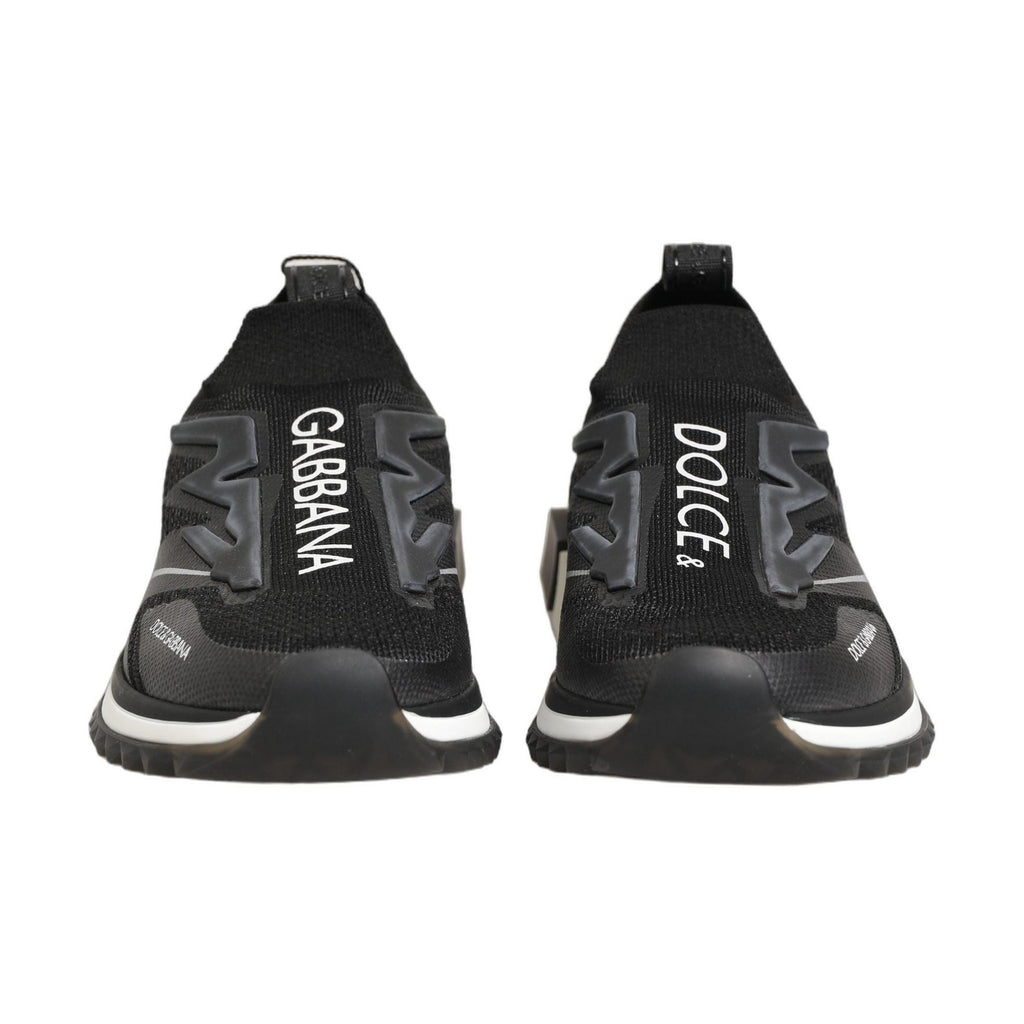 Dolce & Gabbana Black White Sorrento Slip-On Logo Sneakers Shoes