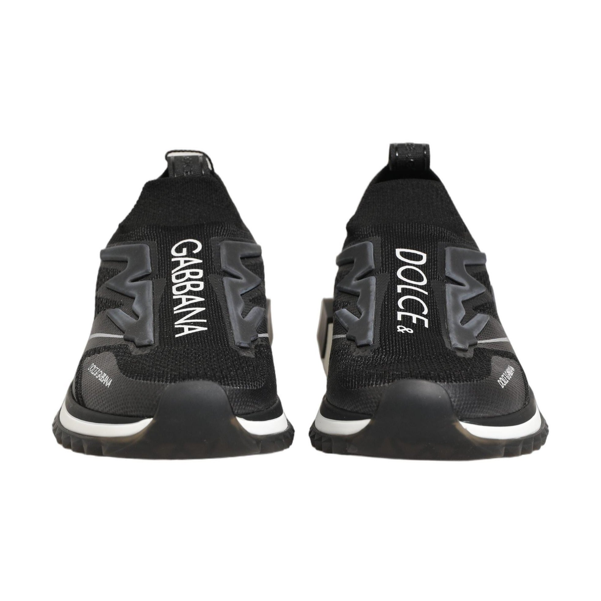 Dolce & Gabbana Black White Sorrento Slip-On Logo Sneakers Shoes