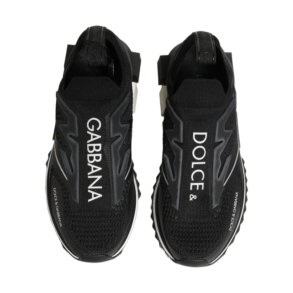 Dolce & Gabbana Black White Sorrento Slip-On Logo Sneakers Shoes
