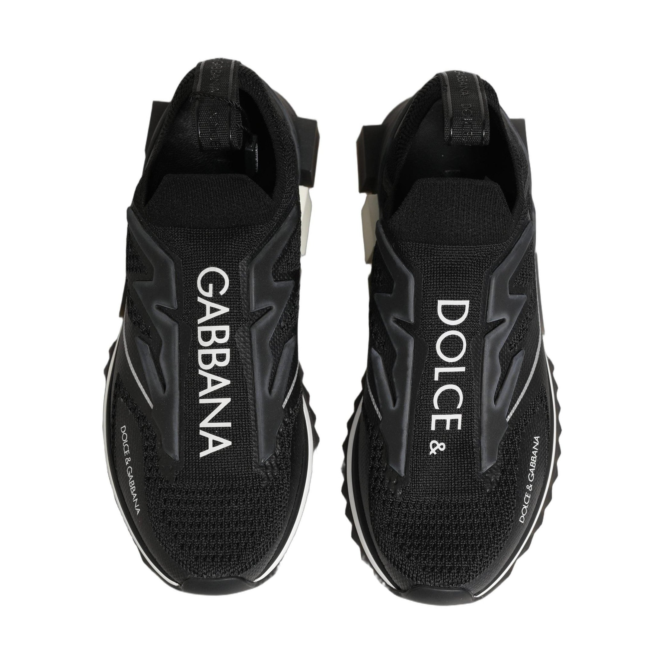 Dolce & Gabbana Black White Sorrento Slip-On Logo Sneakers Shoes
