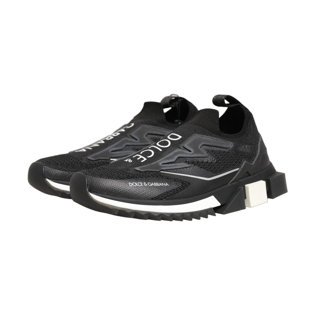 Dolce & Gabbana Black White Sorrento Slip-On Logo Sneakers Shoes