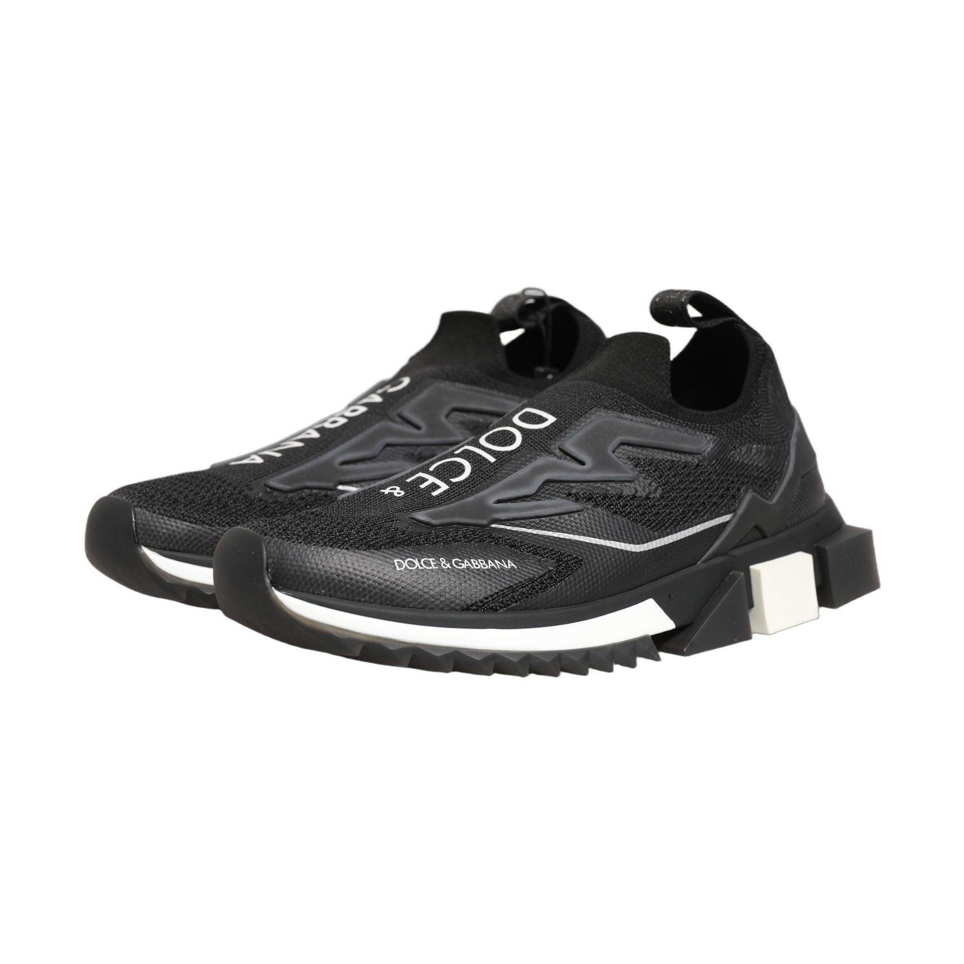 Dolce & Gabbana Black White Sorrento Slip-On Logo Sneakers Shoes