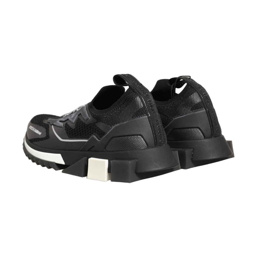 Dolce & Gabbana Black White Sorrento Slip-On Logo Sneakers Shoes