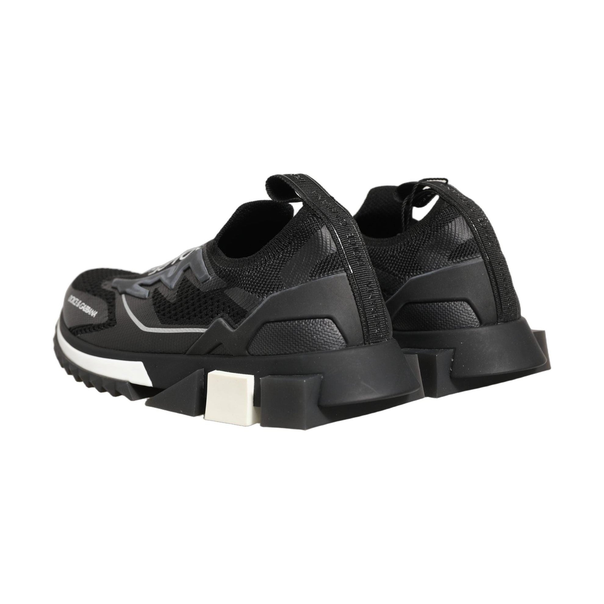 Dolce & Gabbana Black White Sorrento Slip-On Logo Sneakers Shoes