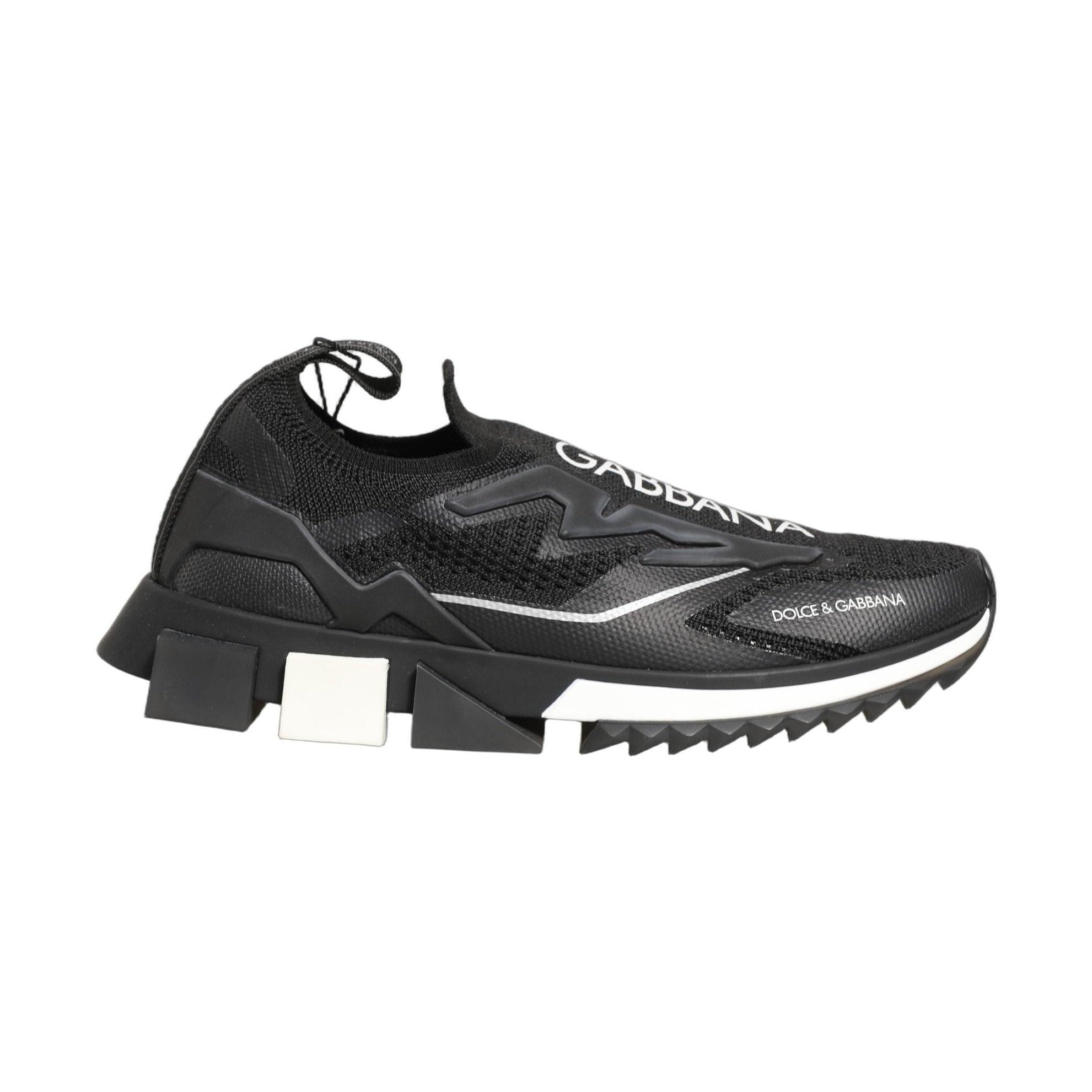 Dolce & Gabbana Black White Sorrento Slip-On Logo Sneakers Shoes