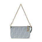 Fendi Blue Cotton Clutch Bag