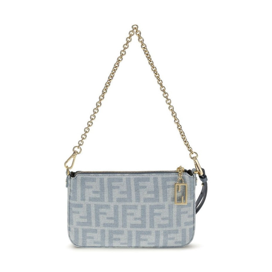 Fendi Blue Cotton Clutch Bag
