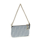 Fendi Blue Cotton Clutch Bag