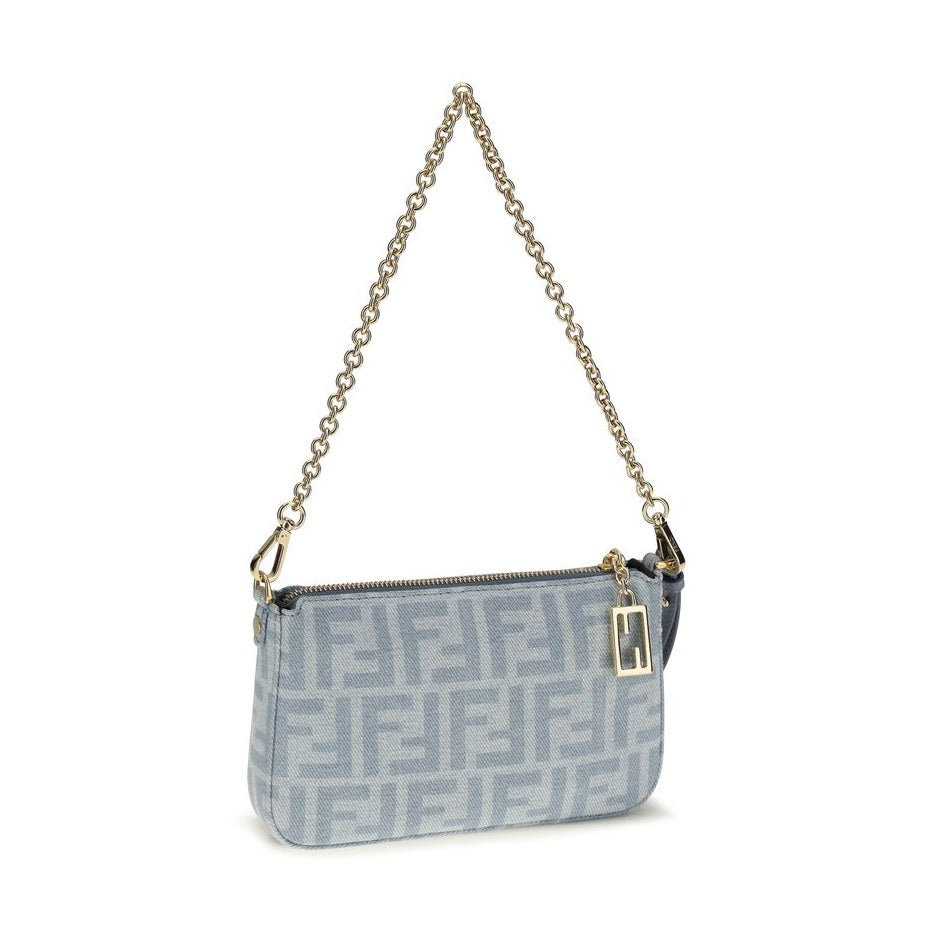 Fendi Blue Cotton Clutch Bag