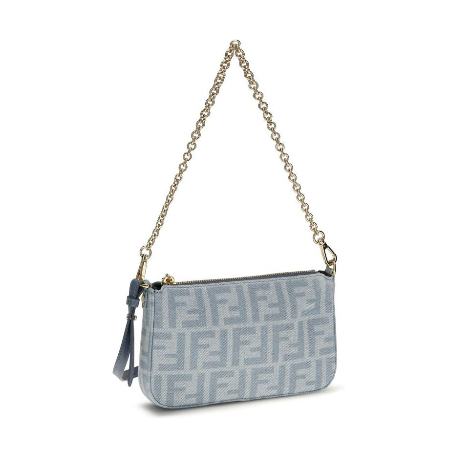 Fendi Blue Cotton Clutch Bag