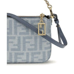 Fendi Blue Cotton Clutch Bag