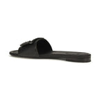 Fendi Black Calf Leather Bos Taurus Flat Sandals
