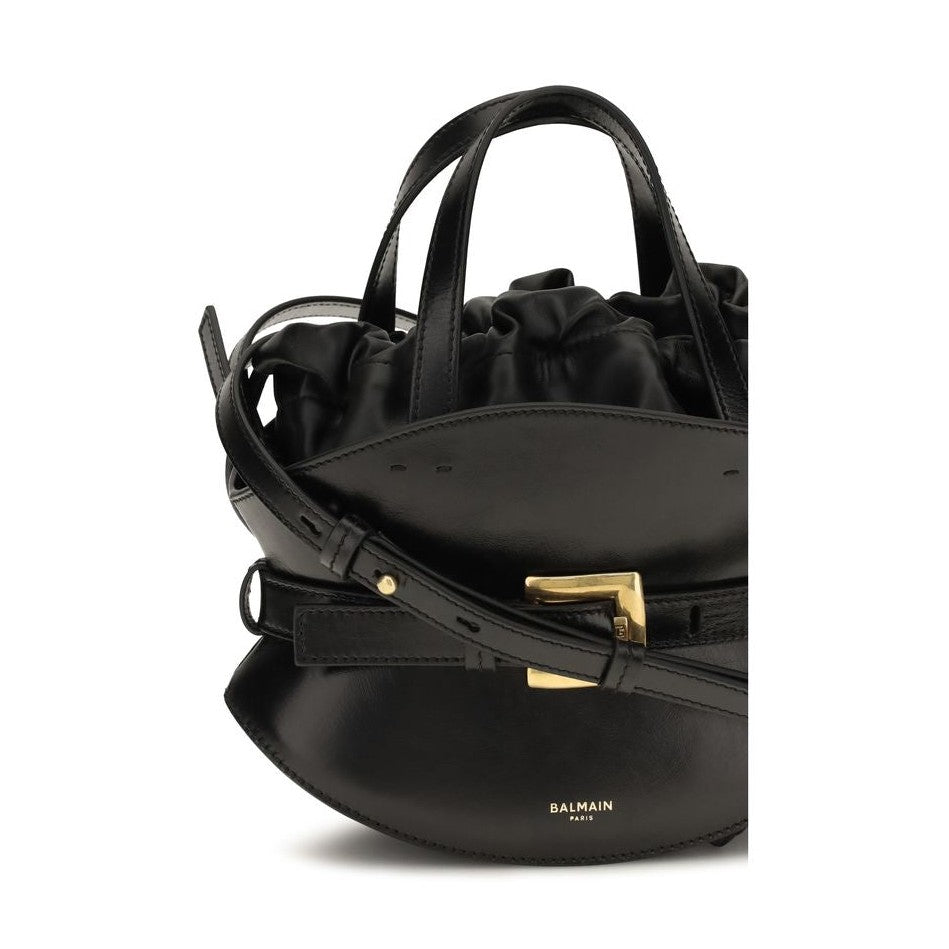 Balmain Black Calf Leather Bos Taurus Shoulder Bag