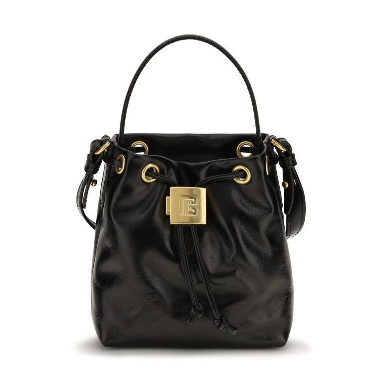 Balmain Black Calf Leather Bos Taurus Backet Bag