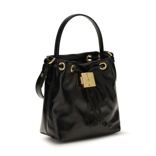 Balmain Black Calf Leather Bos Taurus Backet Bag