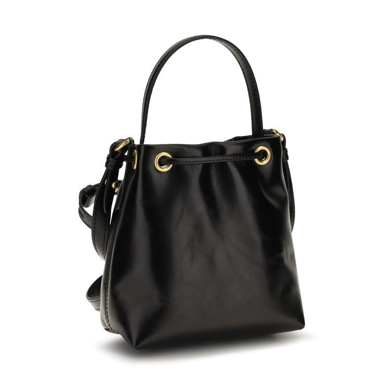 Balmain Black Calf Leather Bos Taurus Backet Bag