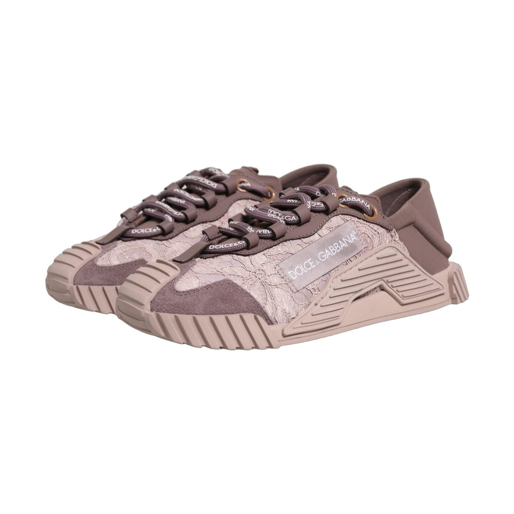 Dolce & Gabbana Pink Lace NS1 Low Top Sneaker Sports Shoes