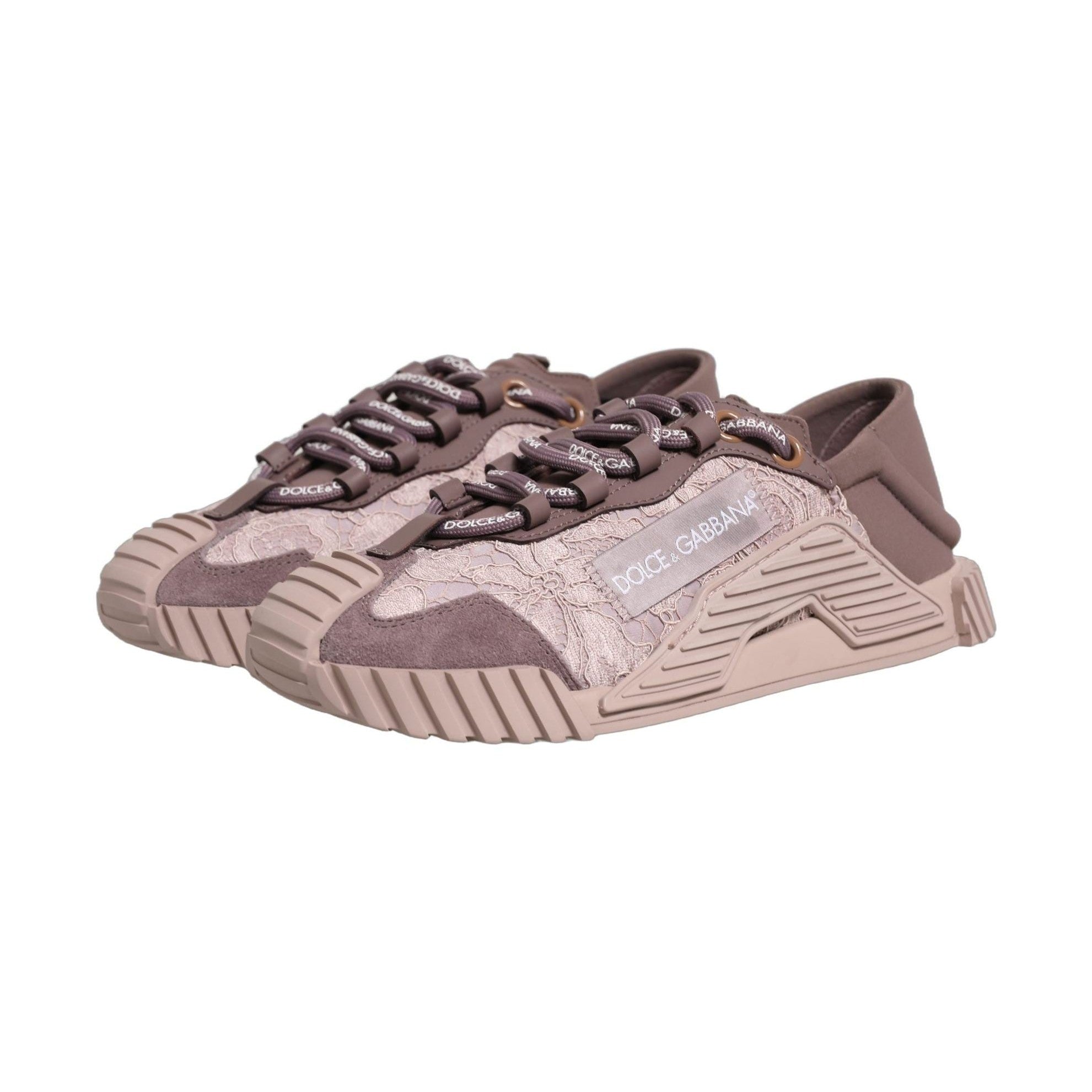 Dolce & Gabbana Pink Lace NS1 Low Top Sneaker Sports Shoes