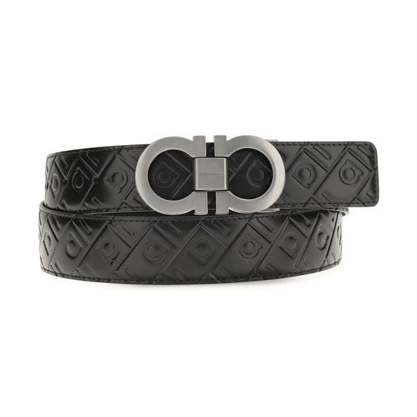 Ferragamo Black Calf Leather Bos Taurus Regular Belt