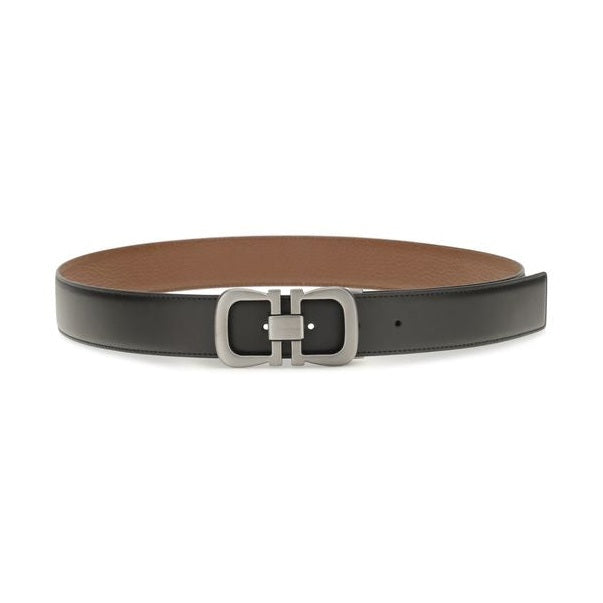 Ferragamo Black Calf Leather Bos Taurus Regular Belt