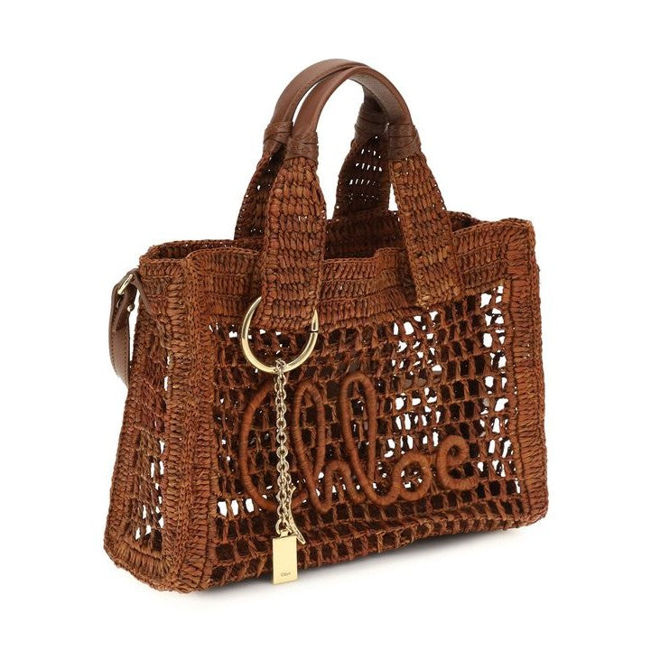 Chloé Brown Raffia Shoulder Bag