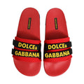 Dolce & Gabbana Red Neoprene Slides Flats Beachwear Shoes