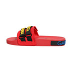 Dolce & Gabbana Red Neoprene Slides Flats Beachwear Shoes
