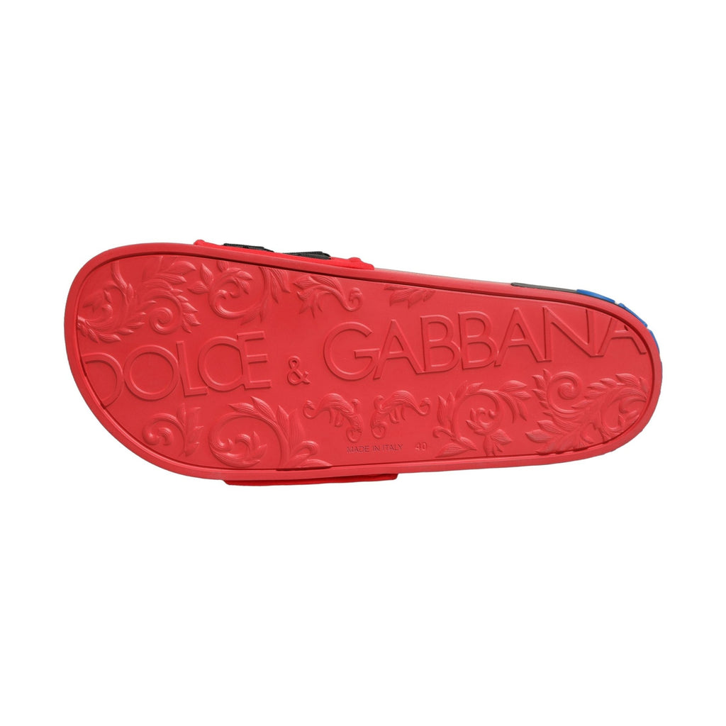 Dolce & Gabbana Red Neoprene Slides Flats Beachwear Shoes