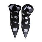 Dolce & Gabbana Black Logo Stretch Heels Ankle Boots Shoes