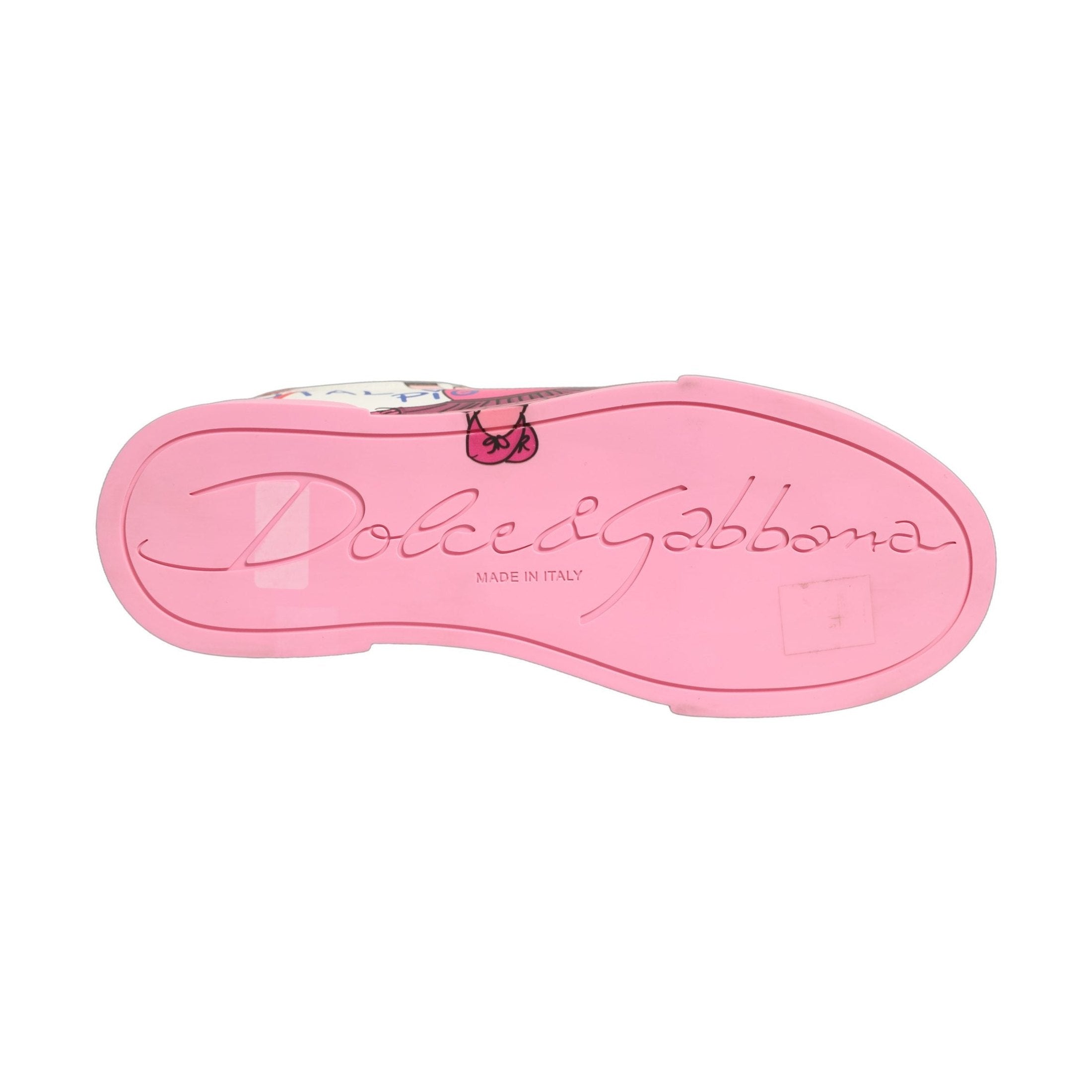 Dolce & Gabbana White Pink Portofino Royal Pig Sneakers Shoes
