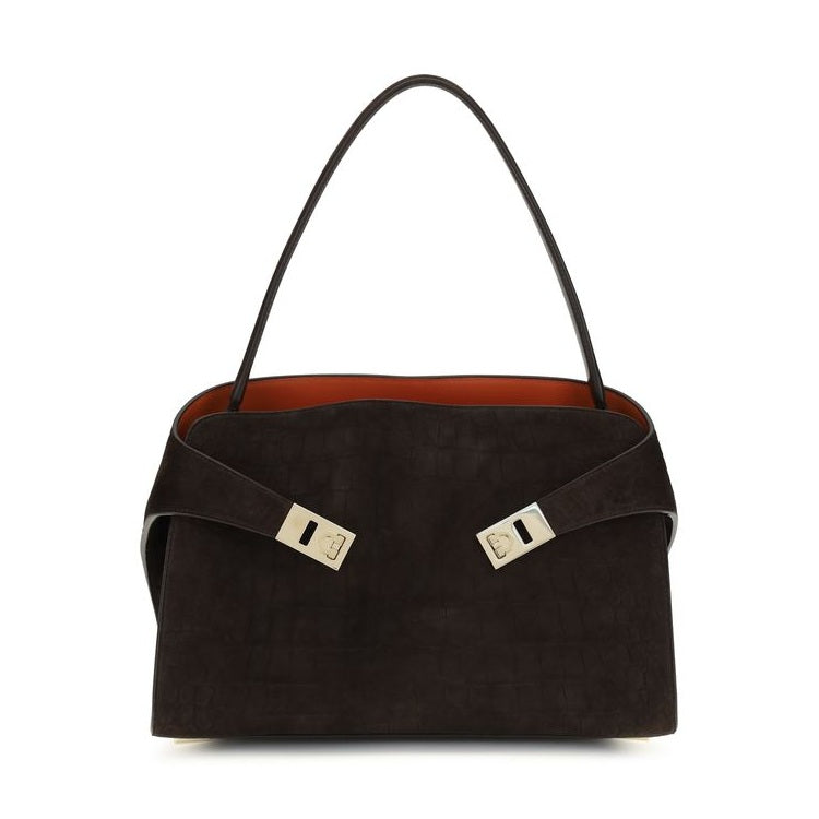 Ferragamo Brown Calf Leather Bos Taurus Shoulder Bag