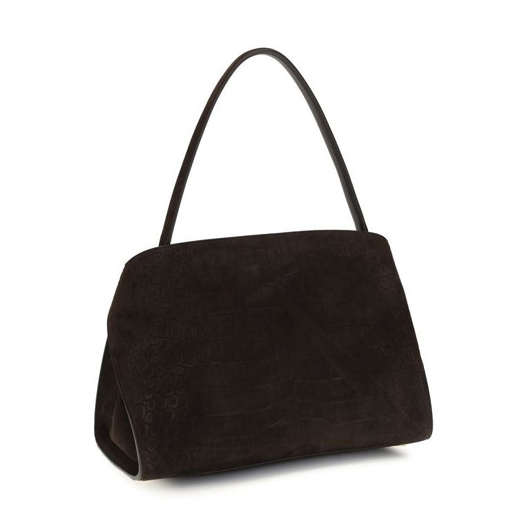 Ferragamo Brown Calf Leather Bos Taurus Shoulder Bag