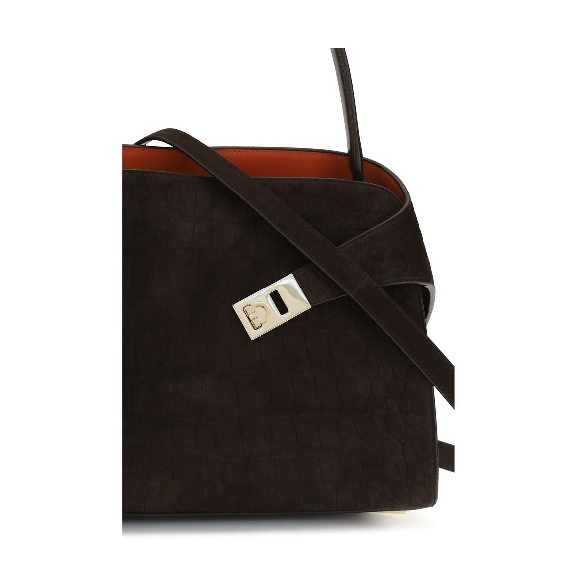 Ferragamo Brown Calf Leather Bos Taurus Shoulder Bag