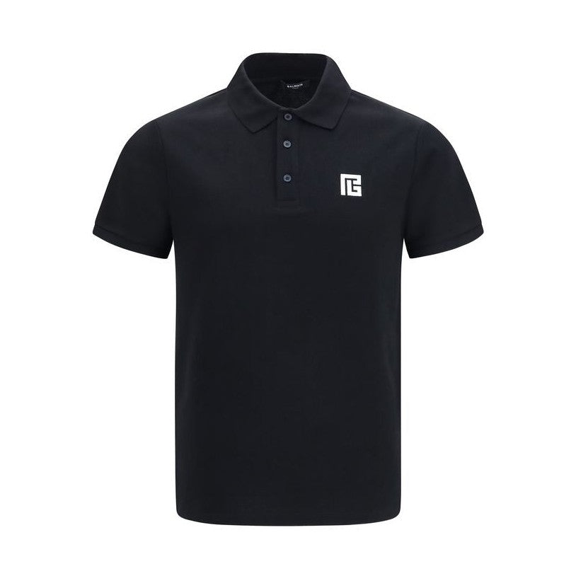 Balmain Black Cotton Polo Shirt