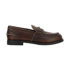 Miu Miu Brown Calf Leather Bos Taurus Slip-On Loafers