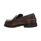 Miu Miu Brown Calf Leather Bos Taurus Slip-On Loafers