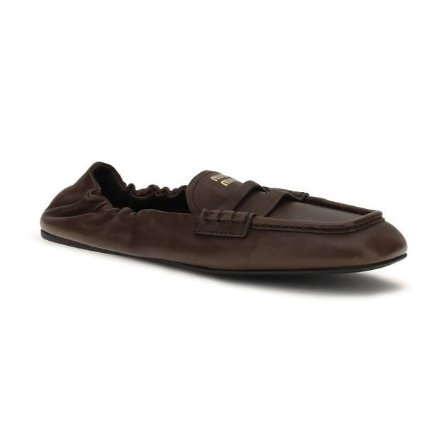 Miu Miu Brown Lamb Ovis Aries Aries Slip-On Loafers