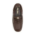Miu Miu Brown Lamb Ovis Aries Aries Slip-On Loafers